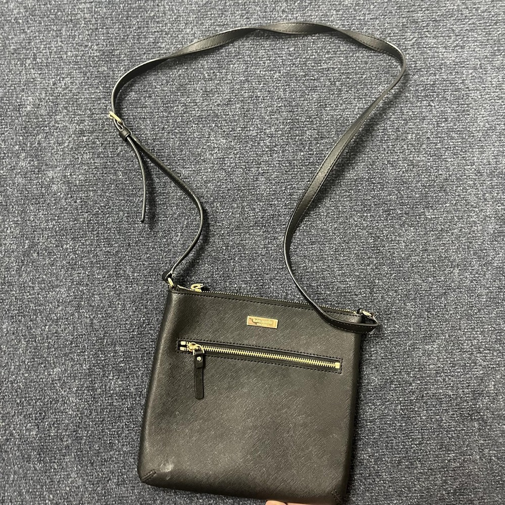 Kate‎ Spade Crossbody Bag Womens Medium Black Leather Zip Pocket Purse Shoulder
